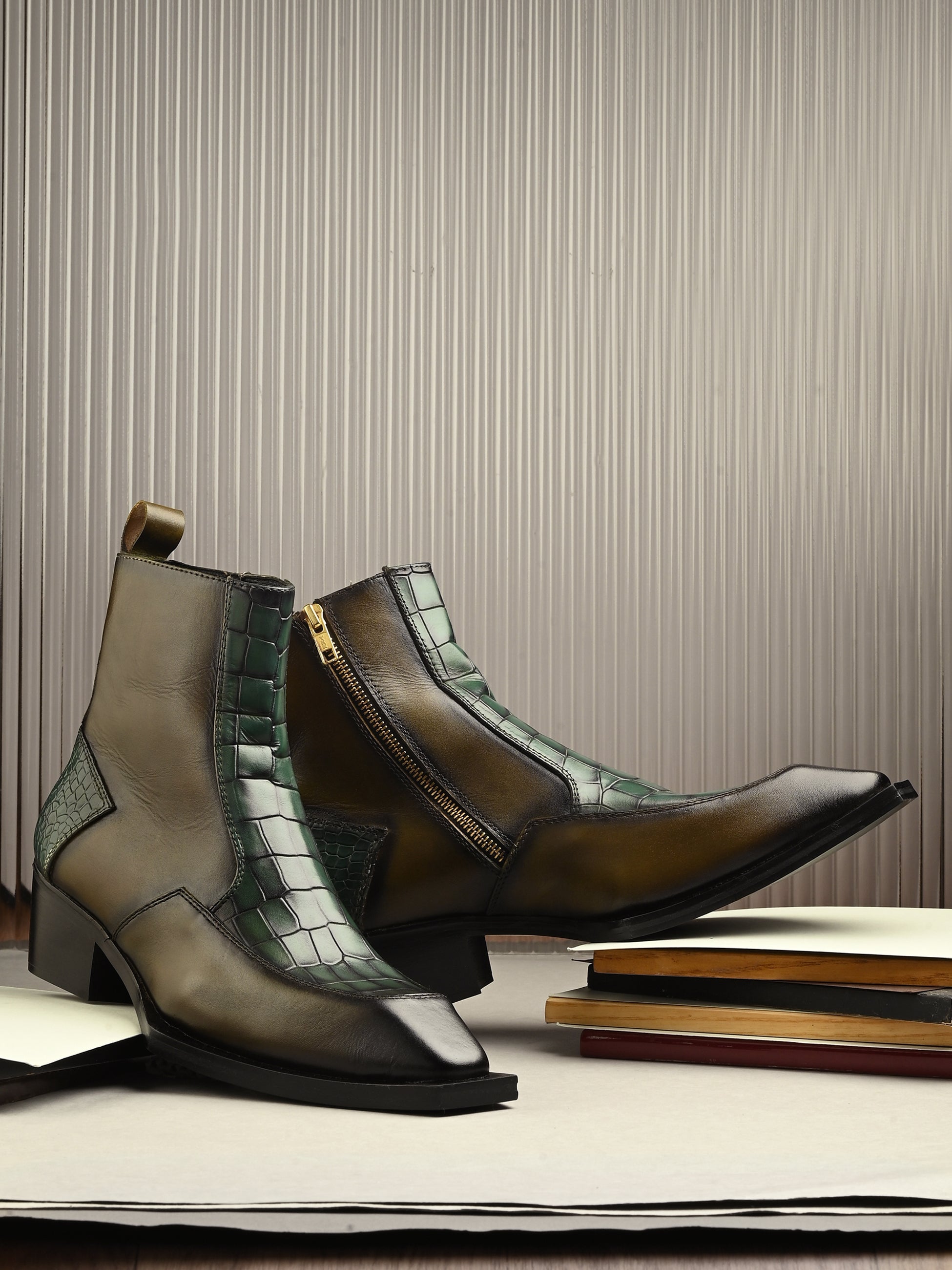Skrob The Olive Croco Boot