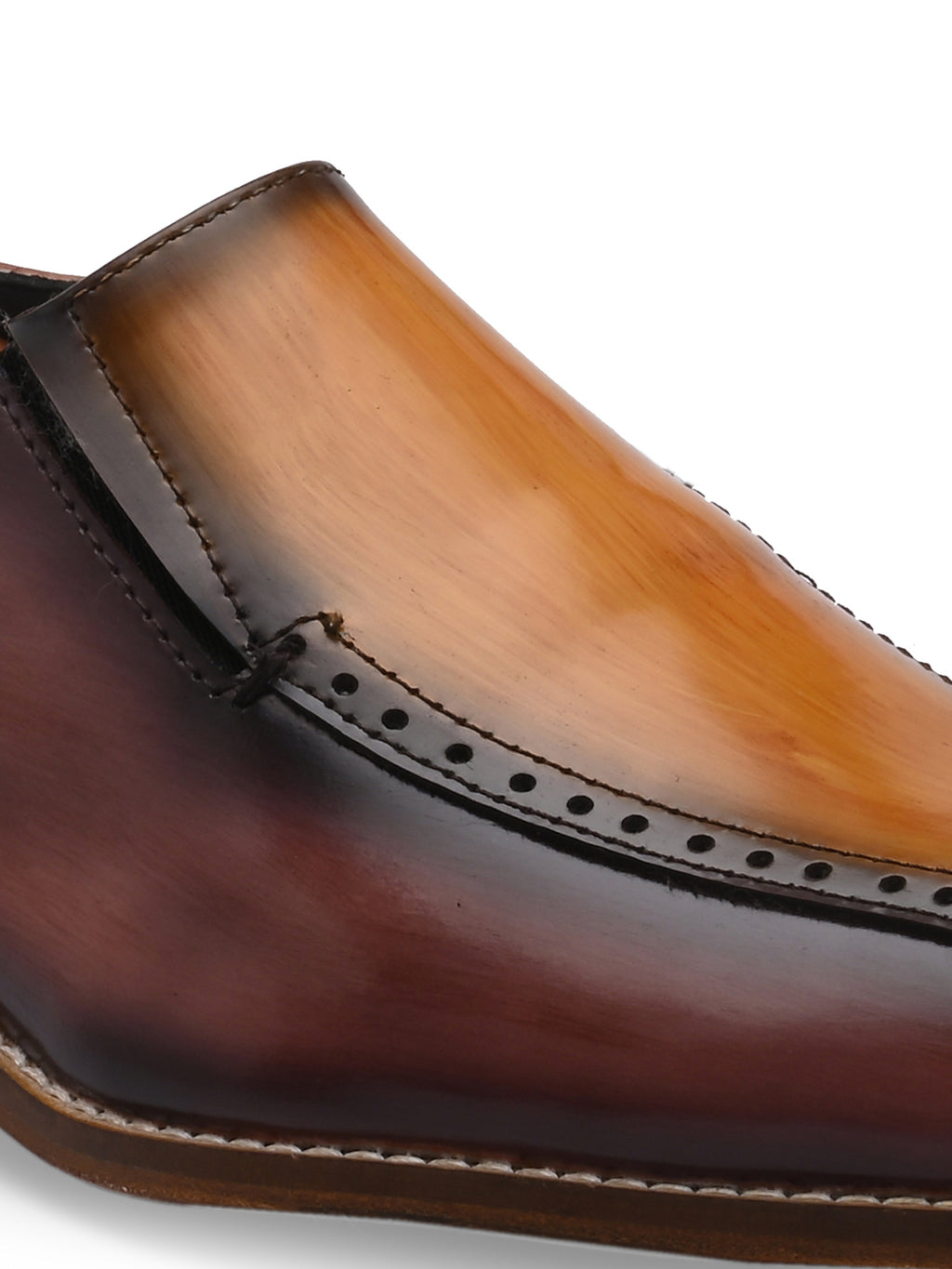 Mens Brown Handpainted Slip On Shoes 