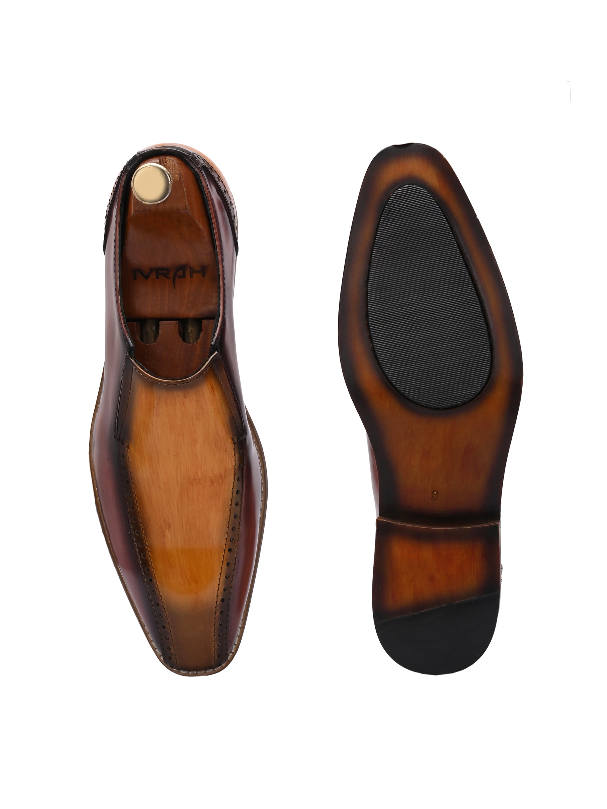 Harald The Tan Slip On - Men's Brown Handpainted Slip On Shoes For Men 